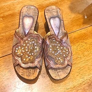 Dezario Еlegant Gold Embellished with Swarowsky crystals Women Fancy Shoes